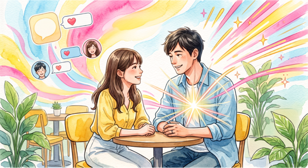お見合いで意気投合している男女