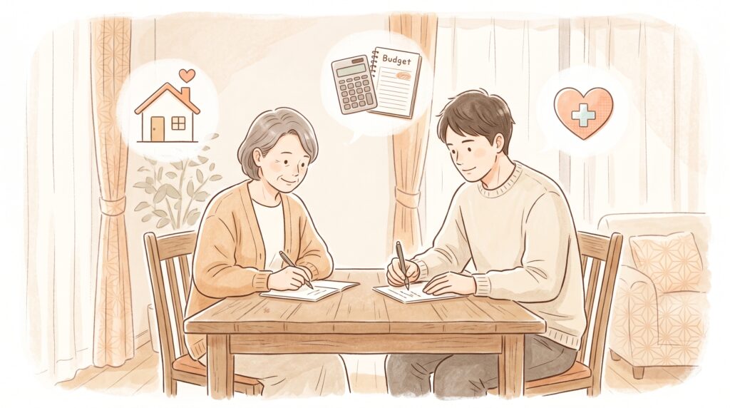 家やお金について共に考えている親子
