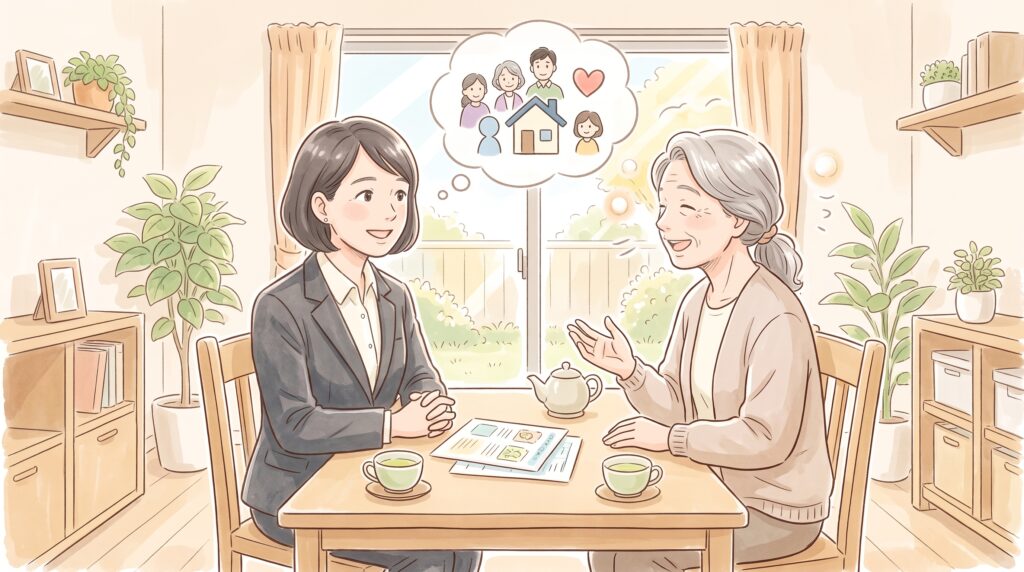 結婚相談所で息子の結婚について相談している母親